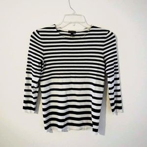 Talbots Classic Black & White Striped Sweater